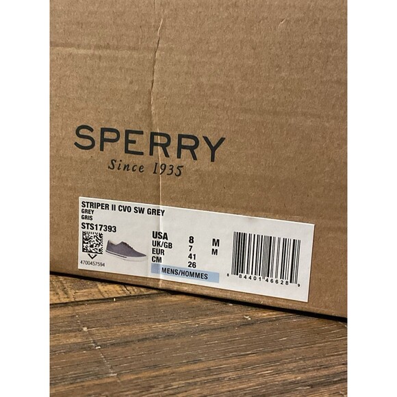 New Grey Sperry Striper II 8 Men’s CVO Top Sider Leather Lace Box Canvas Shoe - Picture 9 of 9